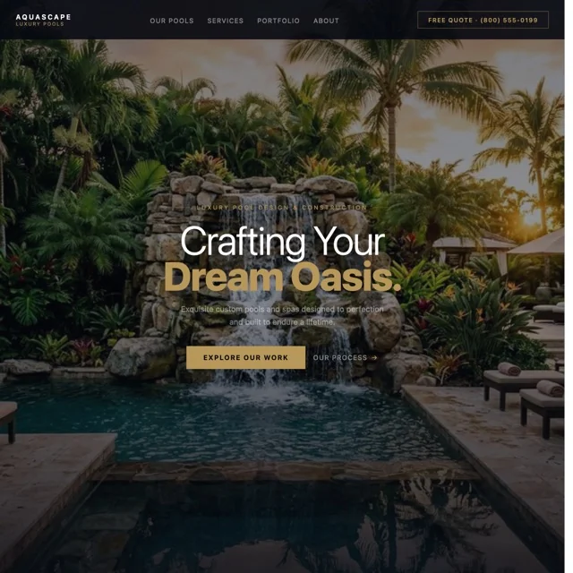 Aquascape Luxury Pools website preview